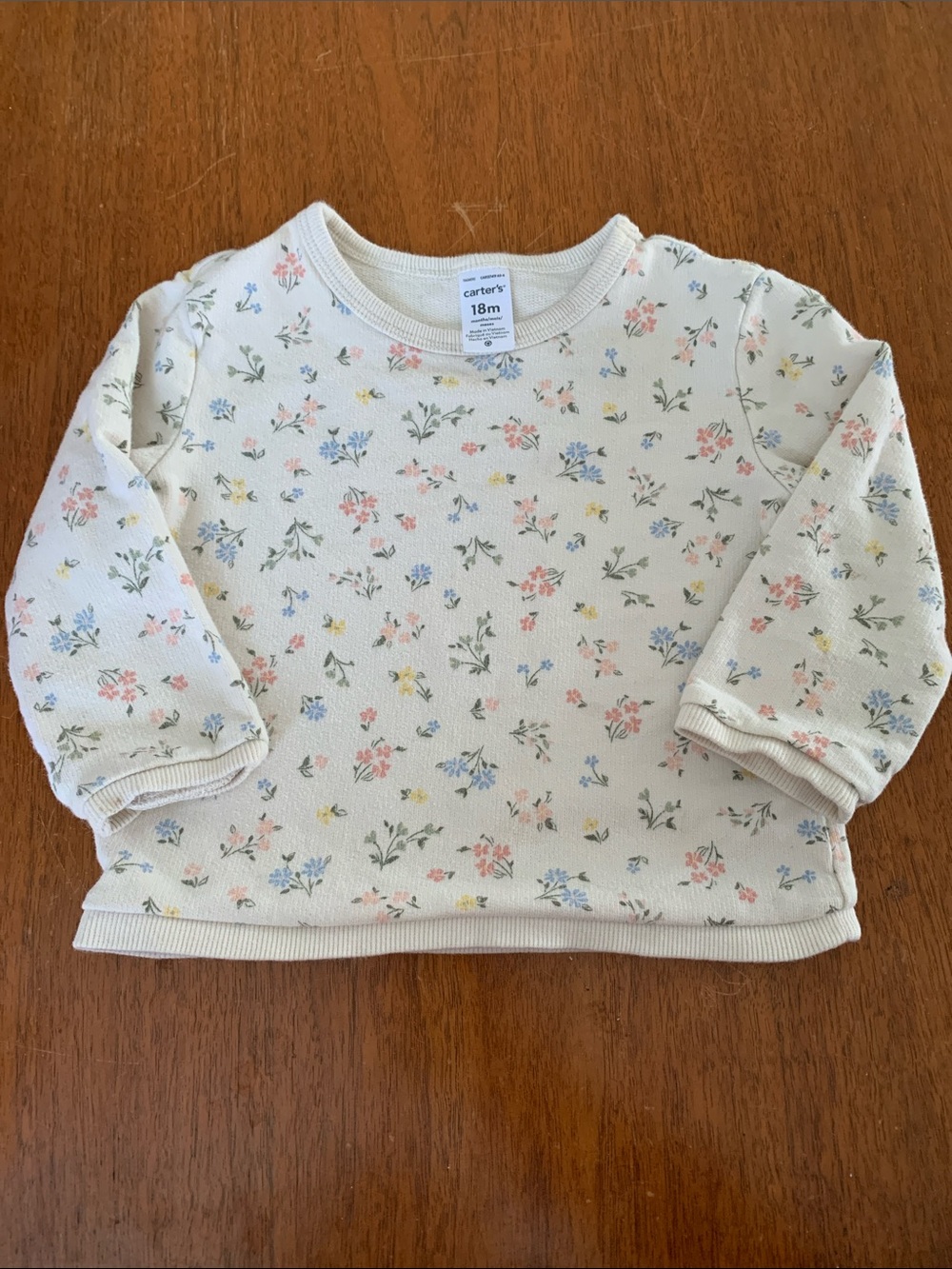 🍊5/$25 Carter's Cream Floral Long-Sleeve Sweatshirt size 2T
